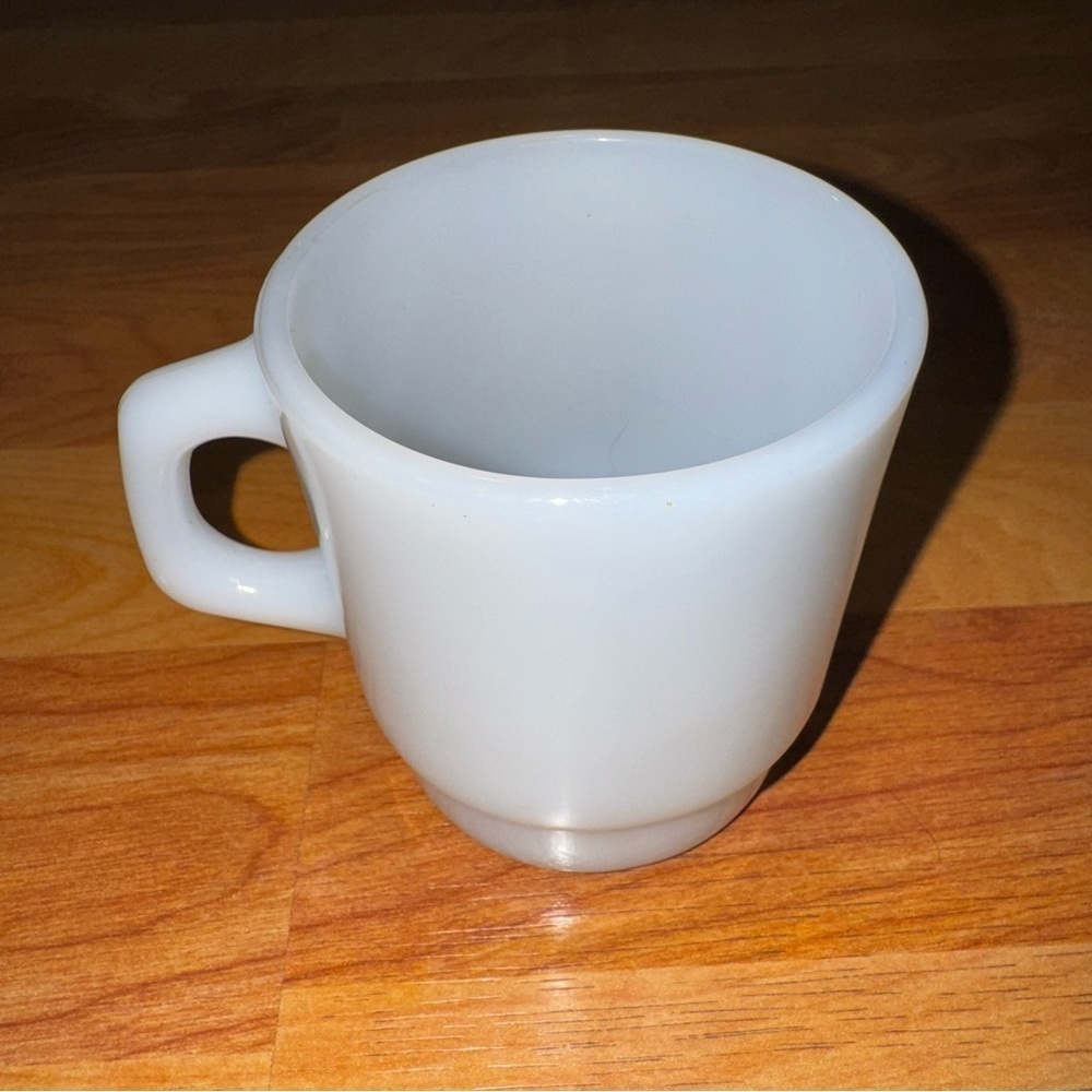Vtg Anchor Hocking Fire King White Coffee Mug Cup USA D-Handle Milk Glass #50